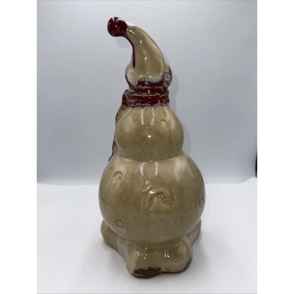 Ceramic‎ Pottery Snowman beige & Red  Glazed 12